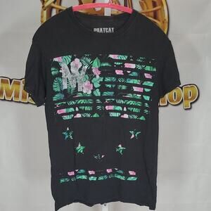 Phatcat NY Graphic T-Shirt Black Short Sleeve Floral Print Men’s Small